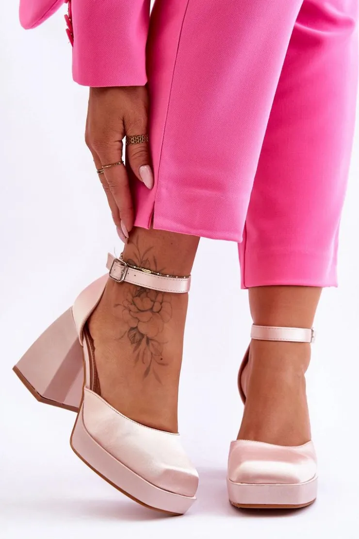 Boto Czółenka Na Platformie|Czółenka Na Słupku*Modne Czółenka Na Masywnym Obcasie Beżowe Sandia