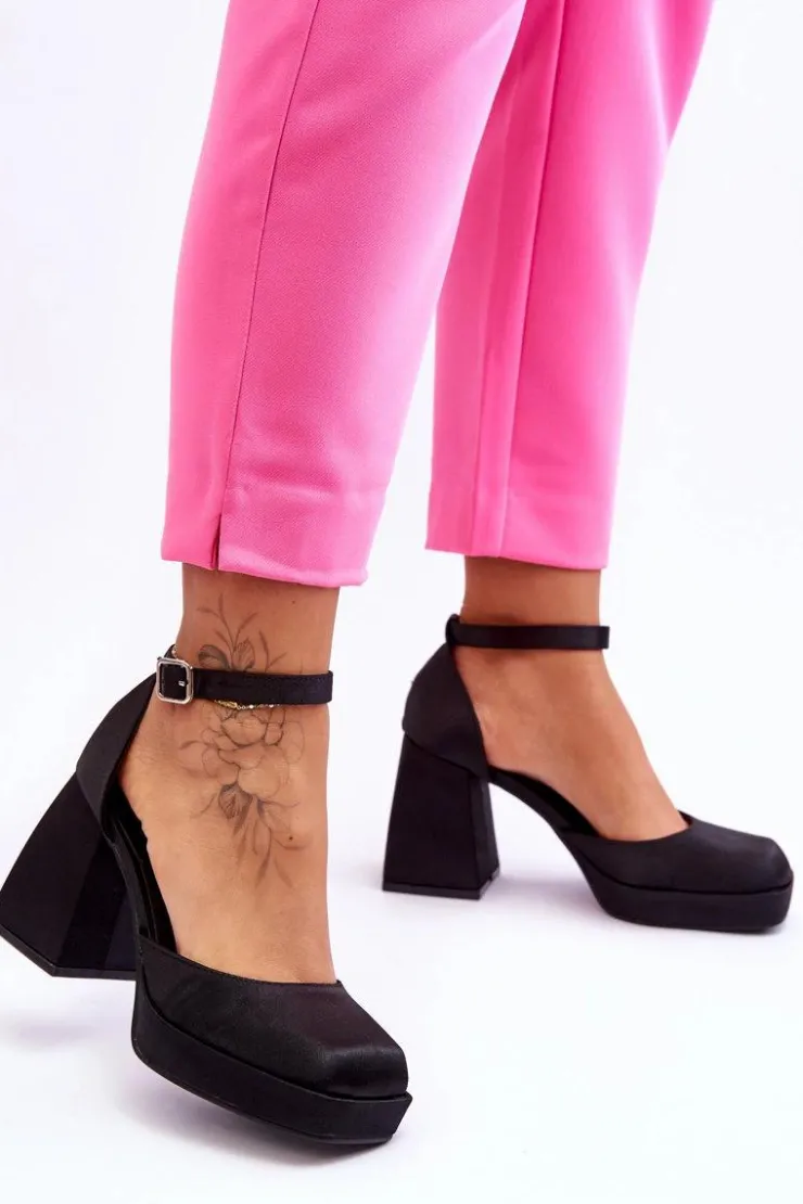 Sale Boto Modne Czółenka Na Masywnym Obcasie Czarne Sandia