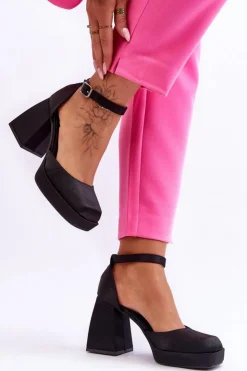 Sale Boto Modne Czółenka Na Masywnym Obcasie Czarne Sandia