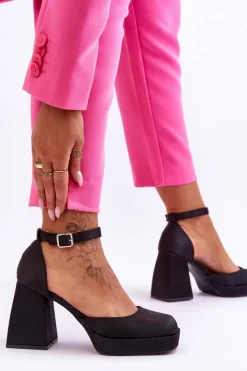 Sale Boto Modne Czółenka Na Masywnym Obcasie Czarne Sandia