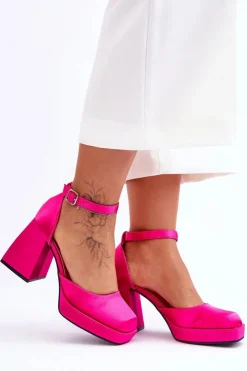 Damskie Boto Modne Czółenka Na Masywnym Obcasie Fuksja Sandia