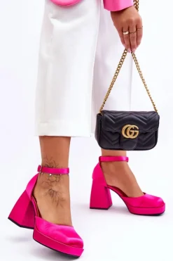 Damskie Boto Modne Czółenka Na Masywnym Obcasie Fuksja Sandia