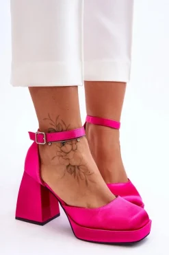 Damskie Boto Modne Czółenka Na Masywnym Obcasie Fuksja Sandia