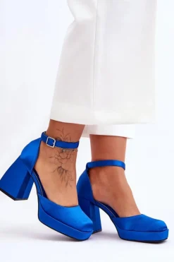 Boto Czółenka Na Platformie|Czółenka Na Słupku*Modne Czółenka Na Masywnym Obcasie Niebieskie Sandia