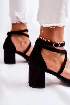 Boto Czółenka Zamszowe|Czółenka Na Słupku*Modne Czółenka Na Niskim Słupku Czarne Crissa