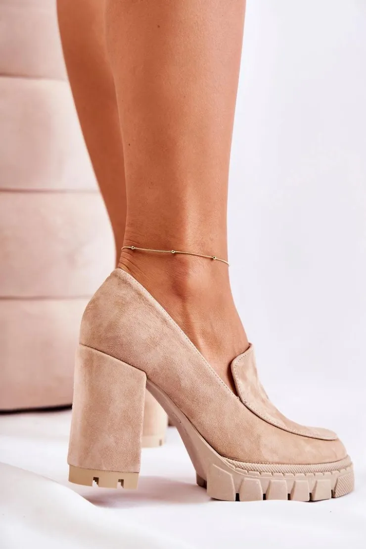 Online Boto Modne Czółenka Na Platformie Lewski Shoes 3196 Beżowe