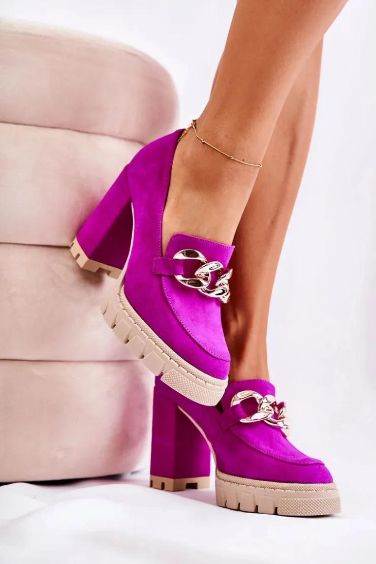 Damskie Boto Modne Czółenka Na Platformie I Słupku Lewski Shoes 3197 Fuksja