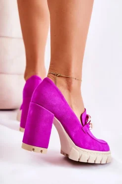 Damskie Boto Modne Czółenka Na Platformie I Słupku Lewski Shoes 3197 Fuksja