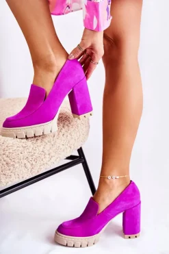 Damskie Boto Modne Czółenka Na Platformie Lewski Shoes 3196 Fuksja