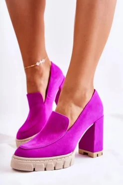 Damskie Boto Modne Czółenka Na Platformie Lewski Shoes 3196 Fuksja