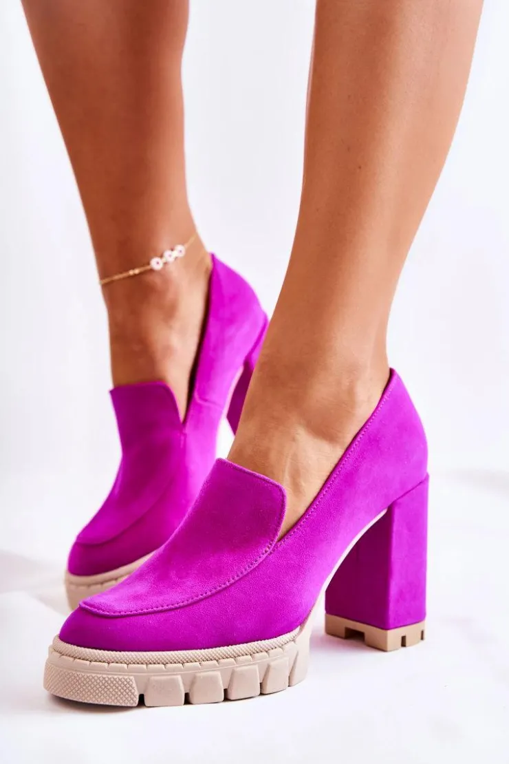 Damskie Boto Modne Czółenka Na Platformie Lewski Shoes 3196 Fuksja