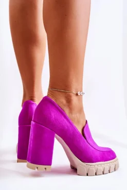 Damskie Boto Modne Czółenka Na Platformie Lewski Shoes 3196 Fuksja