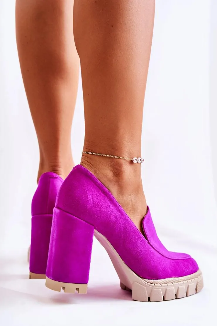 Damskie Boto Modne Czółenka Na Platformie Lewski Shoes 3196 Fuksja