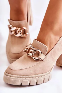 Boto Czółenka Na Platformie|Czółenka Zamszowe*Modne Czółenka Na Platformie I Słupku Lewski Shoes 3197 Beżowe