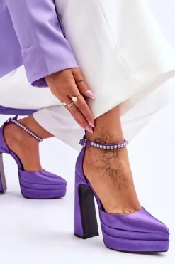 Boto Czółenka Na Platformie|Czółenka Na Słupku*Modne Czółenka Na Słupku Fioletowe Santoro