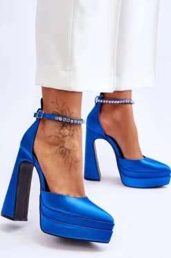 Hot Boto Modne Czółenka Na Słupku Niebieskie Santoro