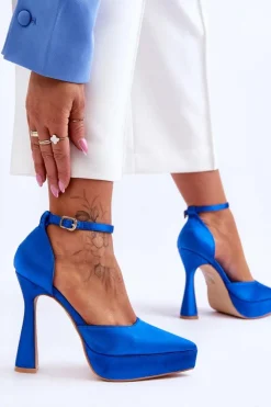 Boto Czółenka Na Platformie|Czółenka Klasyczne*Modne Czółenka Na Szerszej Szpilce Niebieskie Madness