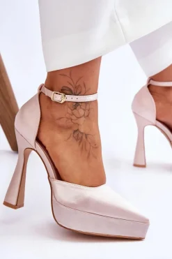 Boto Modne Czółenka Na Szerszej Szpilce Jasnoróżowe Madness
