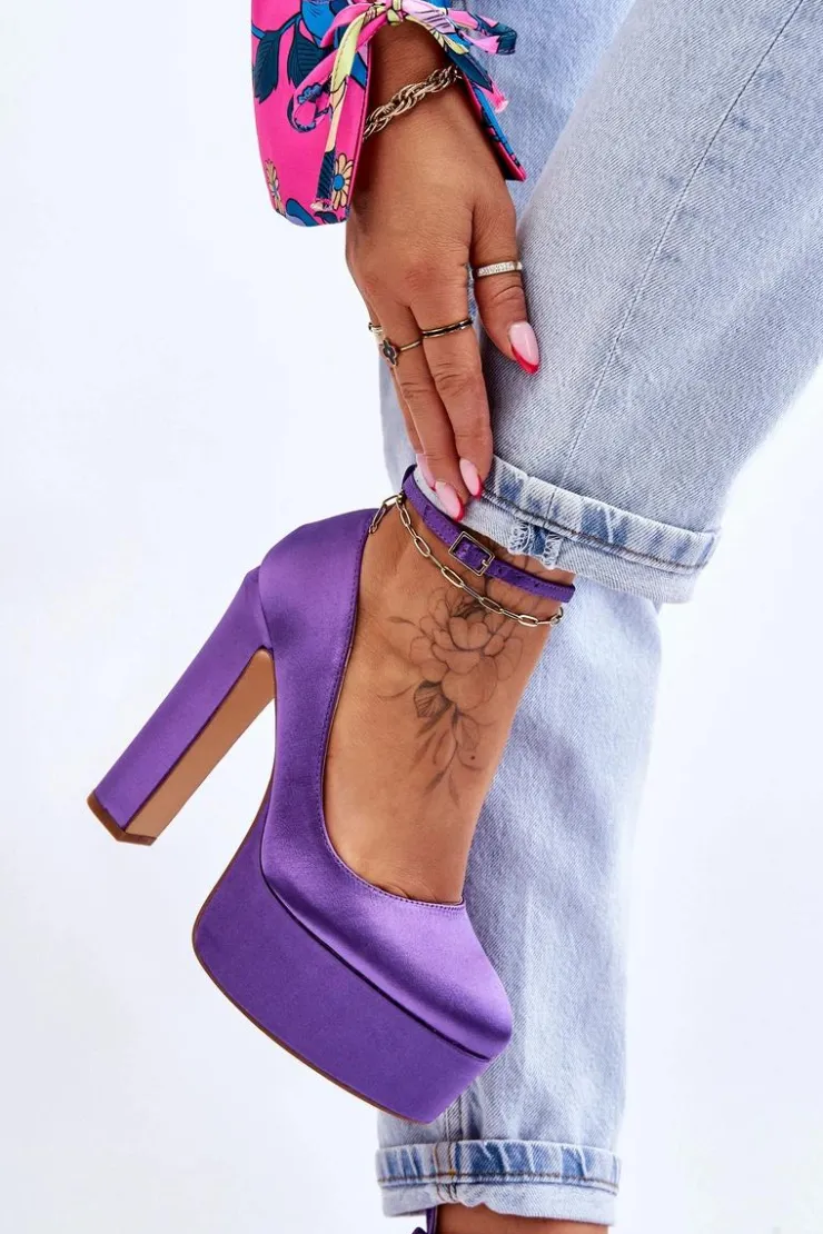 Best Boto Modne Czółenka Na Wysokim Słupku Fioletowe Hayden