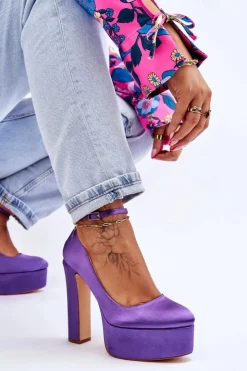 Best Boto Modne Czółenka Na Wysokim Słupku Fioletowe Hayden