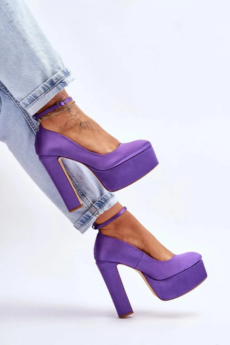 Best Boto Modne Czółenka Na Wysokim Słupku Fioletowe Hayden