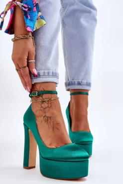 Damskie Boto Modne Czółenka Na Wysokim Słupku Zielone Hayden