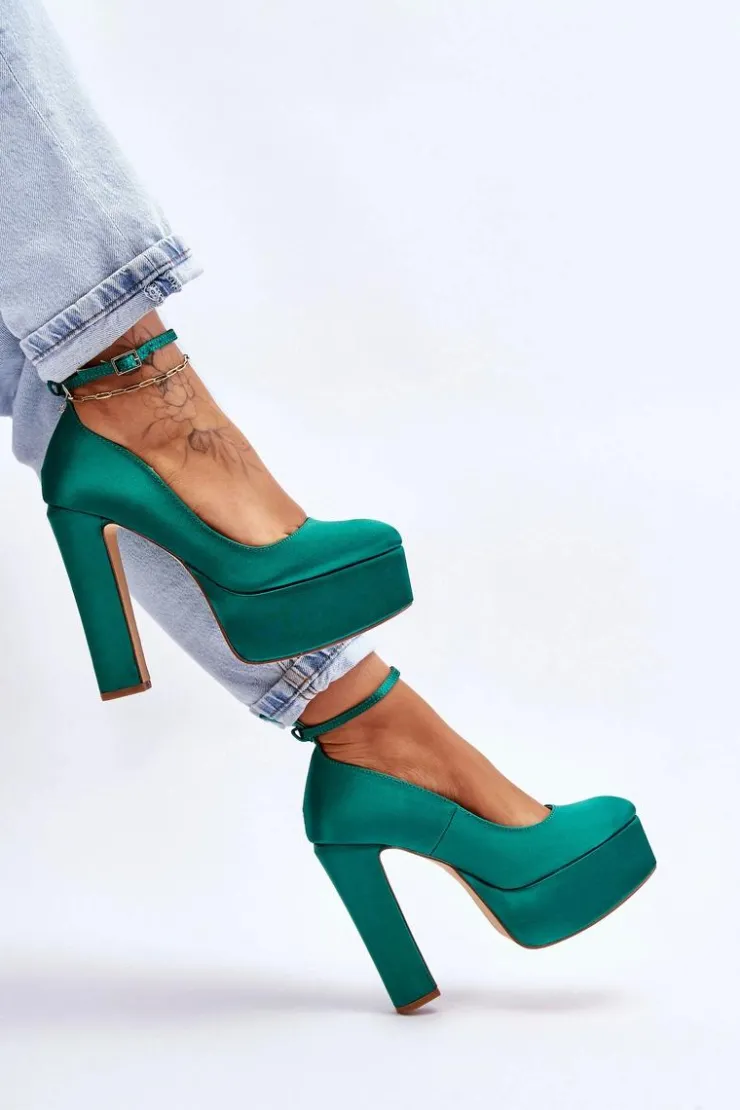 Damskie Boto Modne Czółenka Na Wysokim Słupku Zielone Hayden