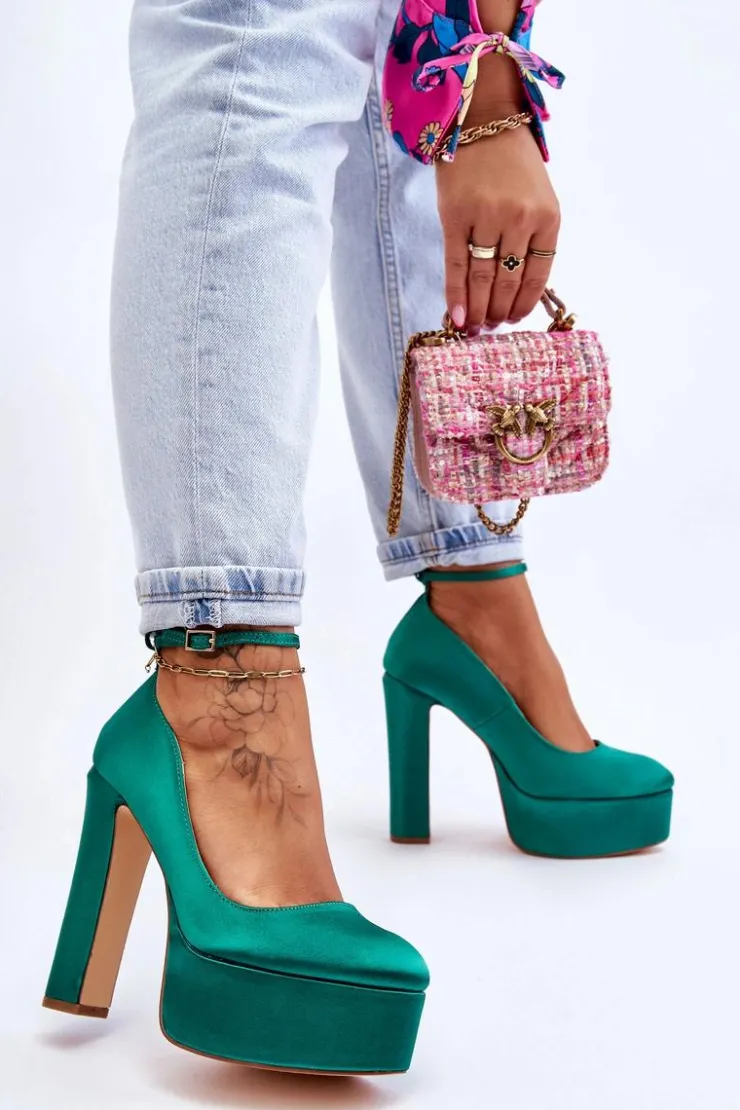 Damskie Boto Modne Czółenka Na Wysokim Słupku Zielone Hayden