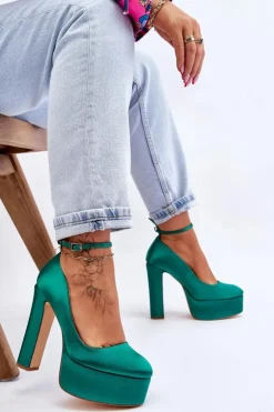 Damskie Boto Modne Czółenka Na Wysokim Słupku Zielone Hayden