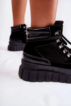 Sale Boto Modne Damskie Botki Na Platformie Czarne Magnific