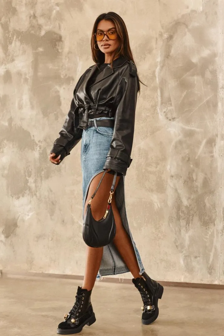 New Damskie buty S.Barski Modne Damskie Botki Na Suwak Z Ozdobami D&A MR870-76 Czarne Czarny