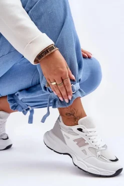 Outlet Boto Modne Damskie Buty Sportowe Z Siateczką Białe Venice