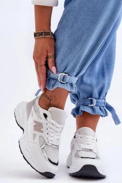 Outlet Boto Modne Damskie Buty Sportowe Z Siateczką Białe Venice