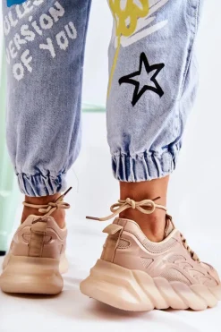 Damskie Boto Modne Damskie Buty Sportowe Sneakersy Beżowe Sollero