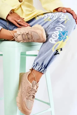 Damskie Boto Modne Damskie Buty Sportowe Sneakersy Beżowe Sollero