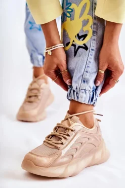 Damskie Boto Modne Damskie Buty Sportowe Sneakersy Beżowe Sollero
