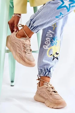 Damskie Boto Modne Damskie Buty Sportowe Sneakersy Beżowe Sollero