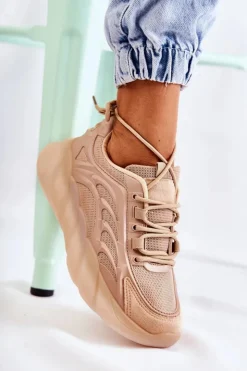 Damskie Boto Modne Damskie Buty Sportowe Sneakersy Beżowe Sollero