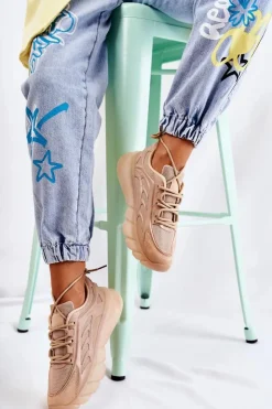 Damskie Boto Modne Damskie Buty Sportowe Sneakersy Beżowe Sollero