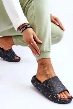 Sale Boto Modne Damskie Klapki Na Masywnej Platformie Czarne Lorette