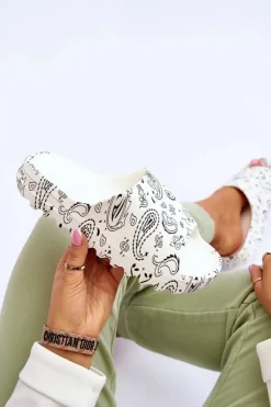 Damskie Boto Modne Damskie Klapki Na Masywnej Platformie Białe Lorette