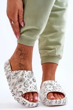 Damskie Boto Modne Damskie Klapki Na Masywnej Platformie Białe Lorette