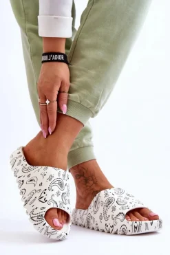 Damskie Boto Modne Damskie Klapki Na Masywnej Platformie Białe Lorette