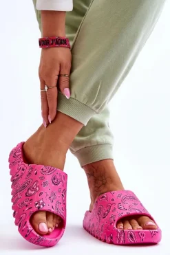 Boto Klapki Na Platformie*Modne Damskie Klapki Na Masywnej Platformie Fuksja Lorette