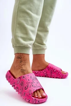 Boto Klapki Na Platformie*Modne Damskie Klapki Na Masywnej Platformie Fuksja Lorette