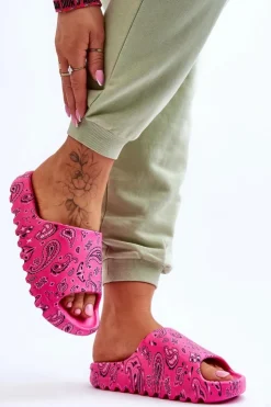 Boto Klapki Na Platformie*Modne Damskie Klapki Na Masywnej Platformie Fuksja Lorette