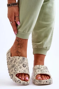 Boto Klapki Na Platformie*Modne Damskie Klapki Na Masywnej Platformie Beżowe Lorette