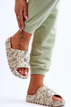 Boto Klapki Na Platformie*Modne Damskie Klapki Na Masywnej Platformie Beżowe Lorette