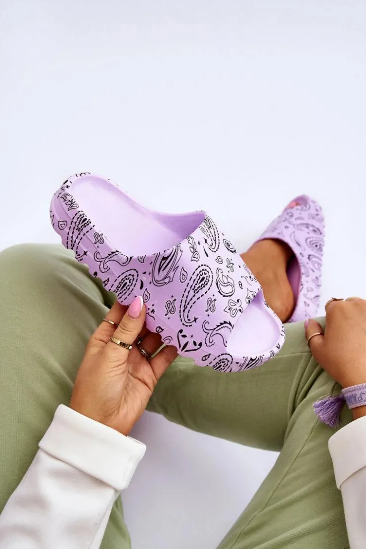 Damskie Boto Modne Damskie Klapki Na Masywnej Platformie Fioletowe Lorette