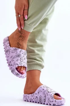 Damskie Boto Modne Damskie Klapki Na Masywnej Platformie Fioletowe Lorette